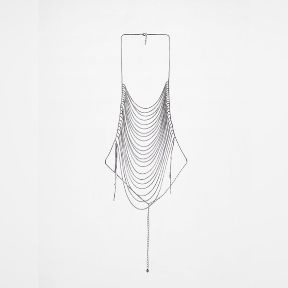 Zara Tops - ZARA NEW WOMAN METAL SHINY TOP RHINESTONE SILVER
